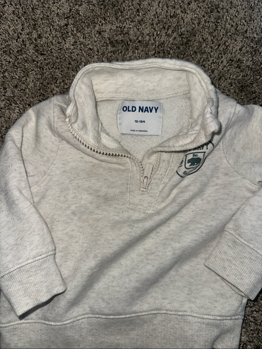 Old Navy Heather Light Gray Kids Half-Zip Pullover Sweatshirt - Picture 2 of 2